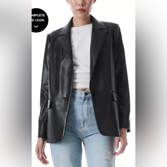 NWT RARE Authentic Streetwear Edgy Tailored Alice + Olivia Faux Leather Jacket - Picture 3 of 13